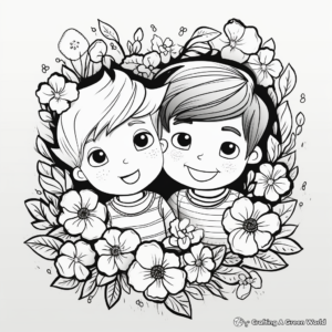 Lovely Floral Anniversary Coloring Sheets 1