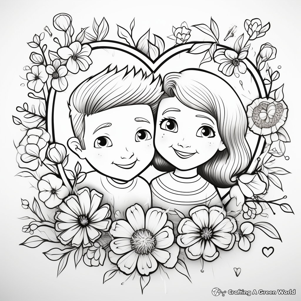 Lovely Floral Anniversary Coloring Sheets 2