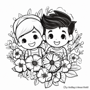 Lovely Floral Anniversary Coloring Sheets 3