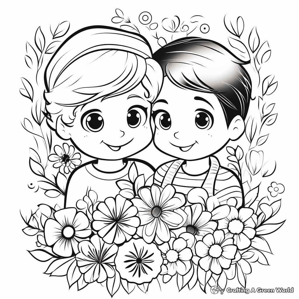 Lovely Floral Anniversary Coloring Sheets 4