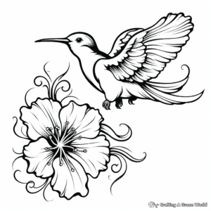 Lovely Hummingbird with Hibiscus Coloring Pages 4