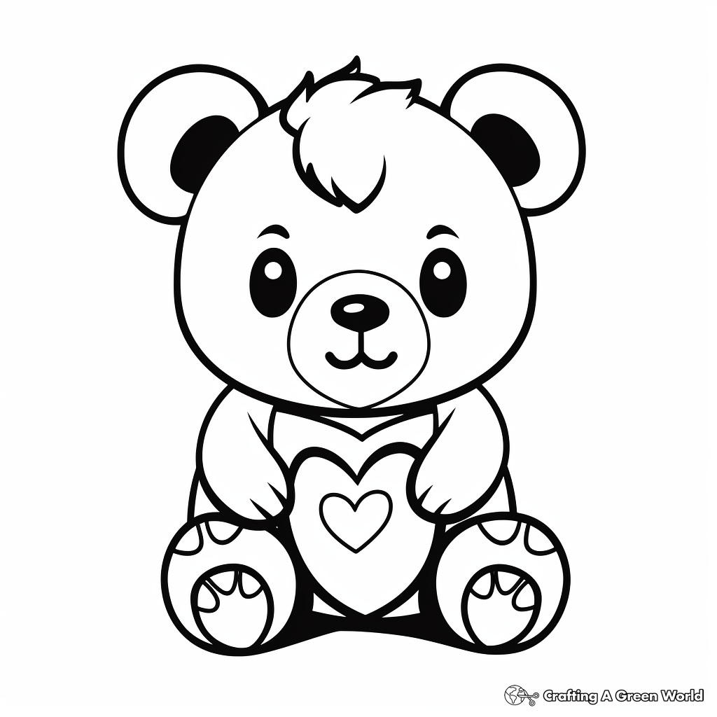 Lovely Kawaii Teddy Bear Coloring Pages 2