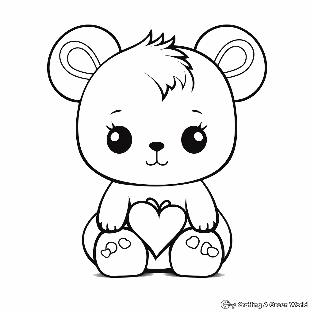 Lovely Kawaii Teddy Bear Coloring Pages 4