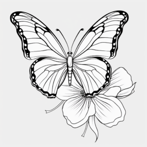 Lovely Monarch Butterfly Landing on Flower Coloring Pages 2