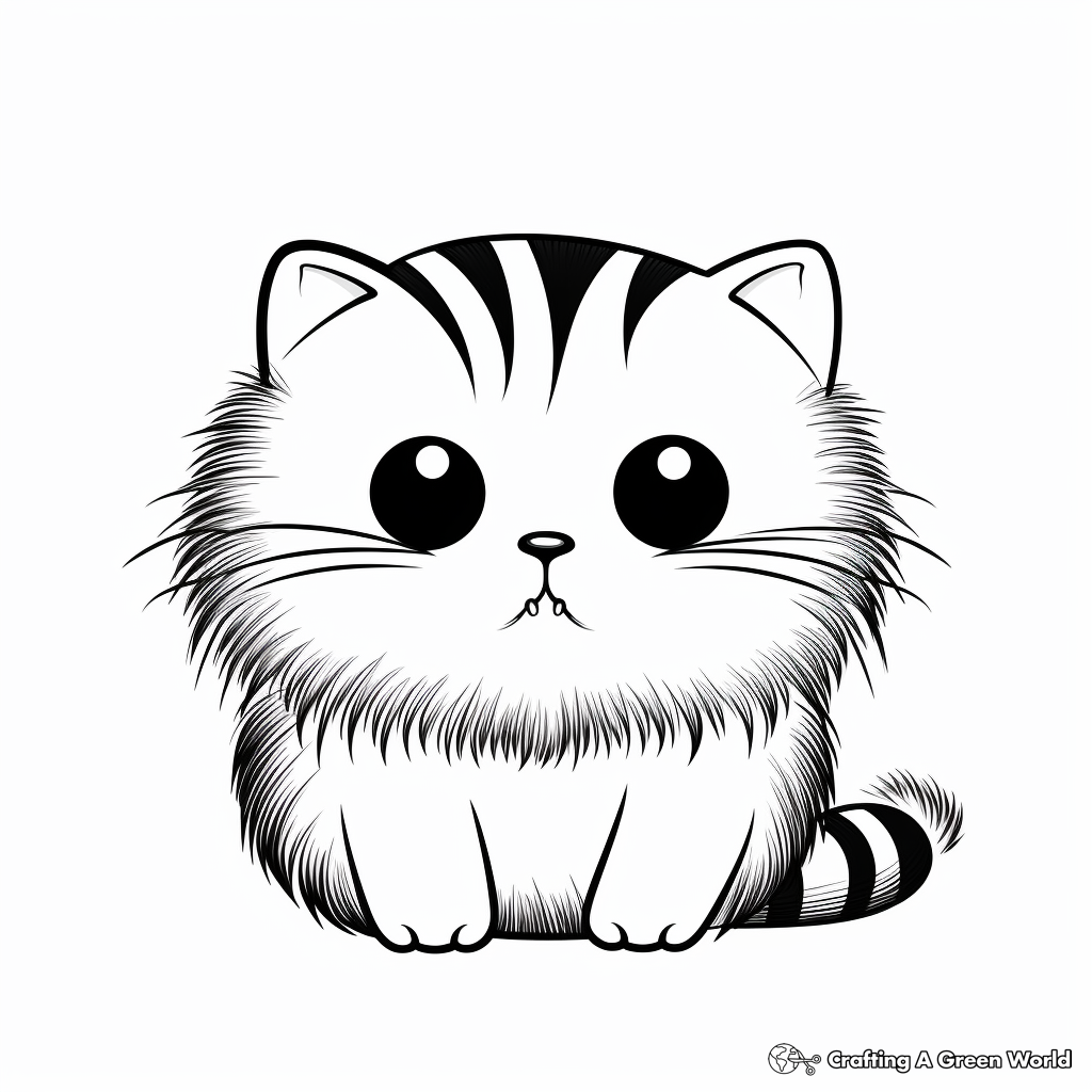Lovely Persian Striped Cat Coloring Pages 1