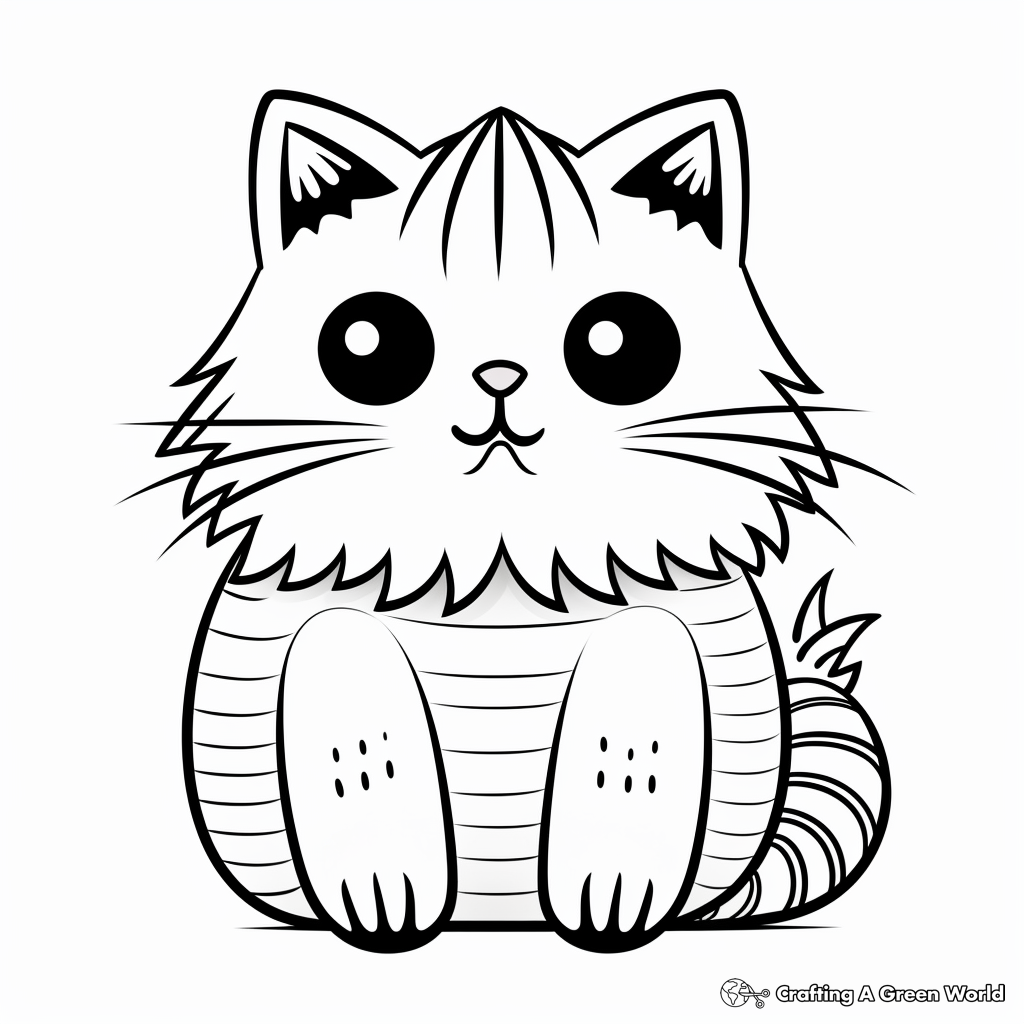 Lovely Persian Striped Cat Coloring Pages 2