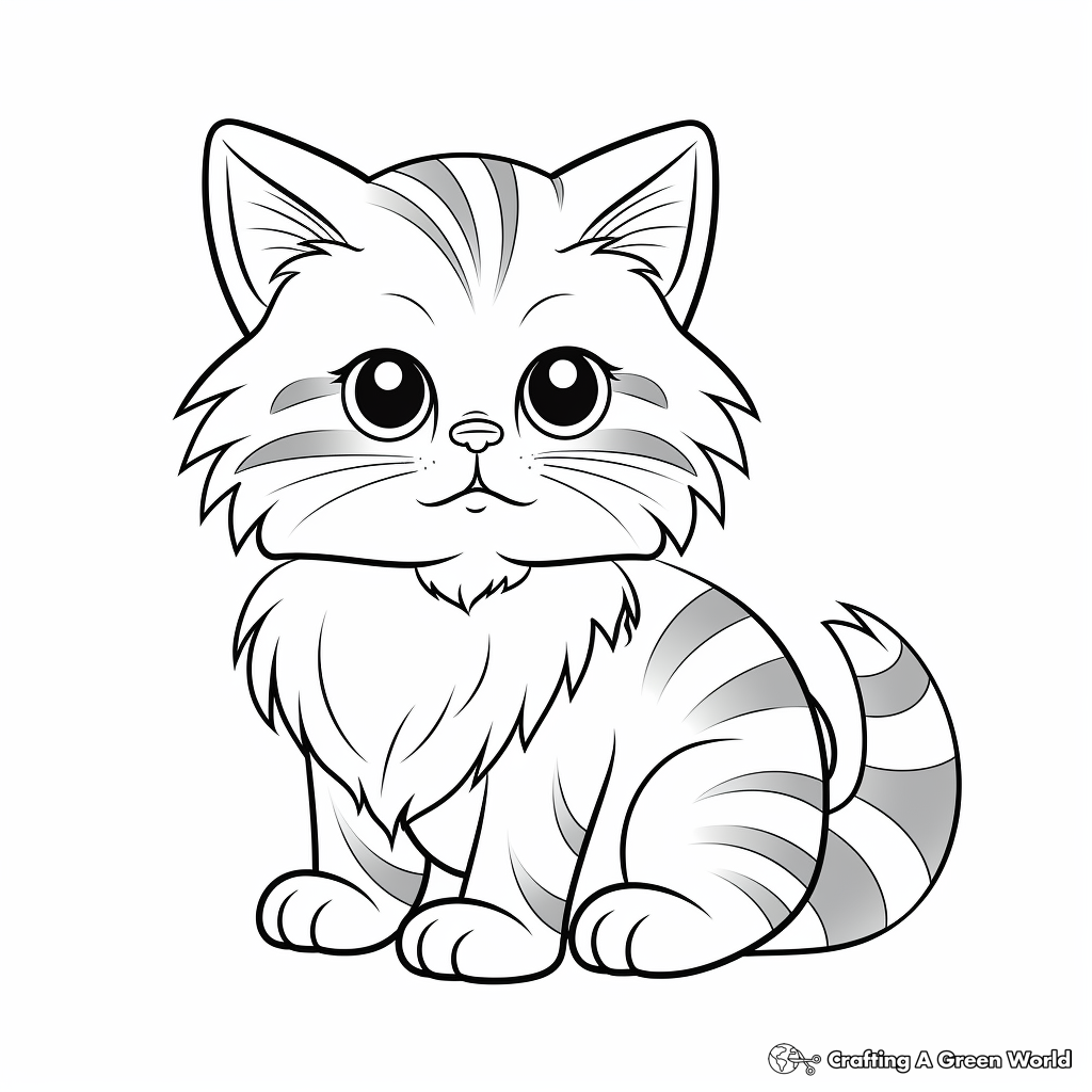 Lovely Persian Striped Cat Coloring Pages 4