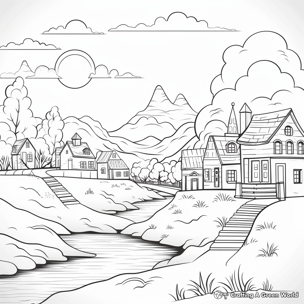 Lovely Scenery Coloring Pages 1