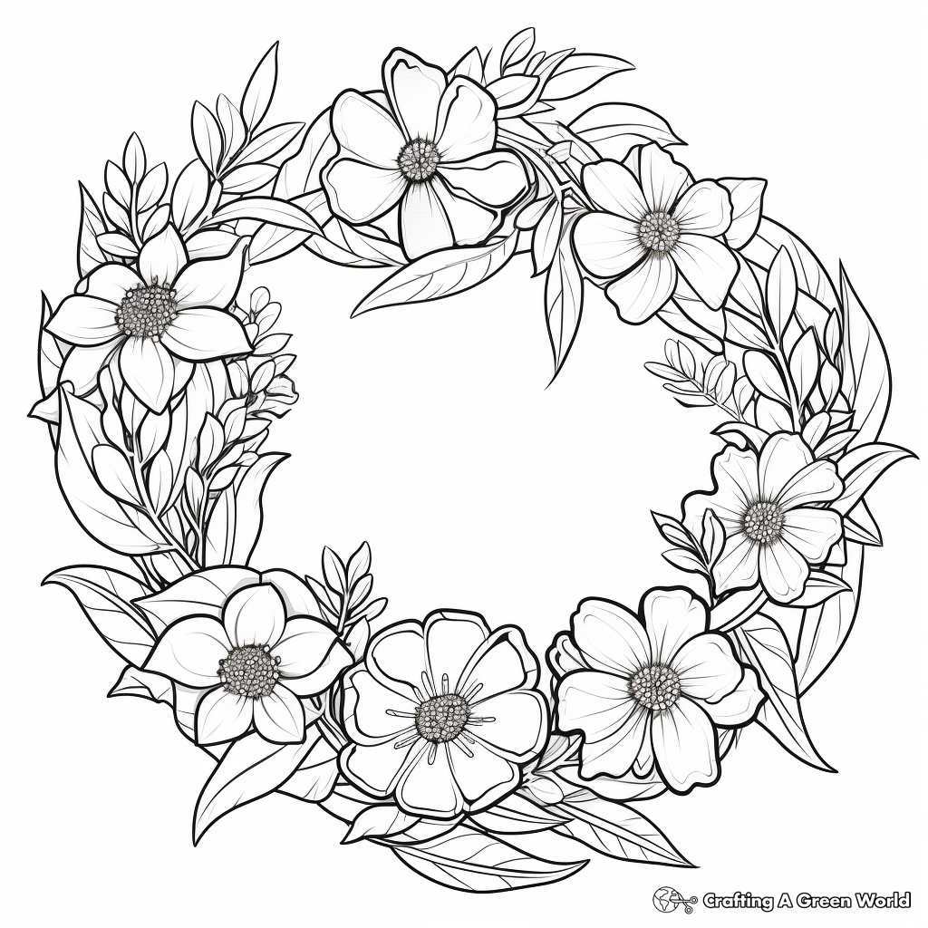 Lovely Zinnia Wreath Coloring Pages 2