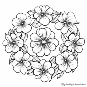 Lovely Zinnia Wreath Coloring Pages 4