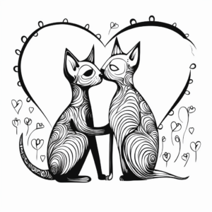 Loving Sphynx Cats:Couple Coloring Page 1