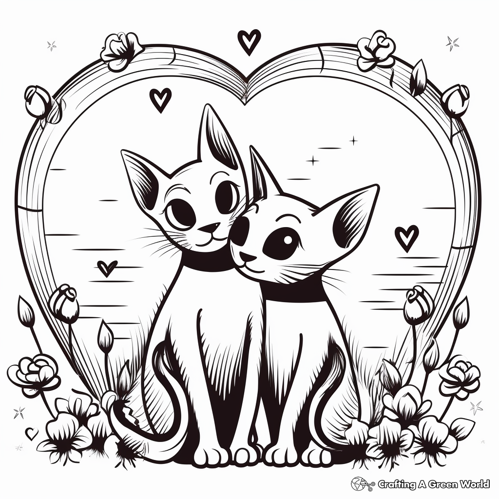 Loving Sphynx Cats:Couple Coloring Page 2