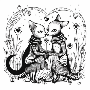 Loving Sphynx Cats:Couple Coloring Page 3