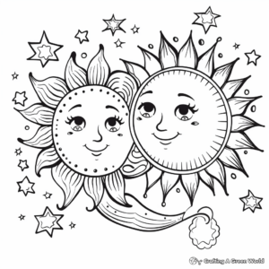 Loving Sun and Moon Coloring Pages 1