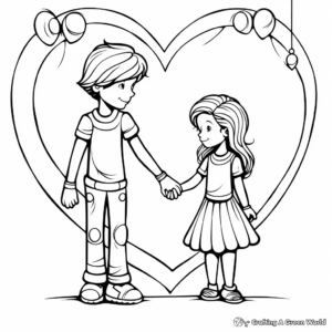 Loving 'Thinking of You' Holding Hands Coloring Pages 1