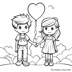 Loving 'Thinking of You' Holding Hands Coloring Pages 2