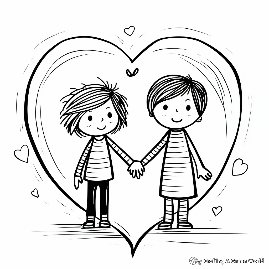 Loving 'Thinking of You' Holding Hands Coloring Pages 3