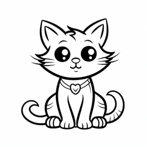 Lucky Black Cat Coloring Pages 4