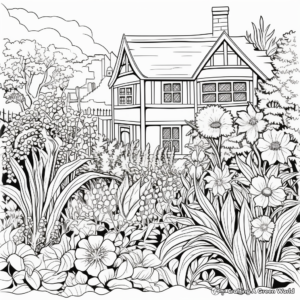 Lush English Garden Coloring Pages 1