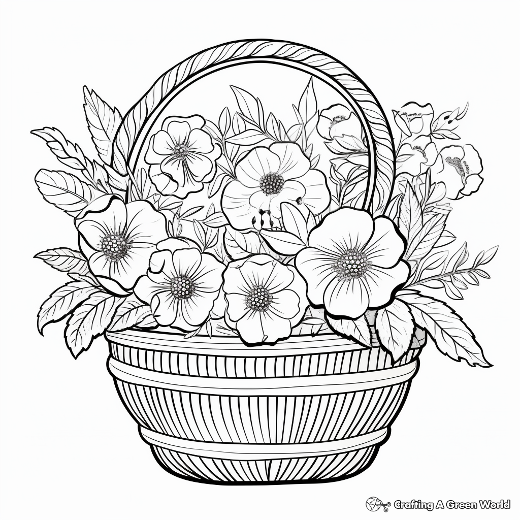 Lush Lilac Basket Coloring Pages 1
