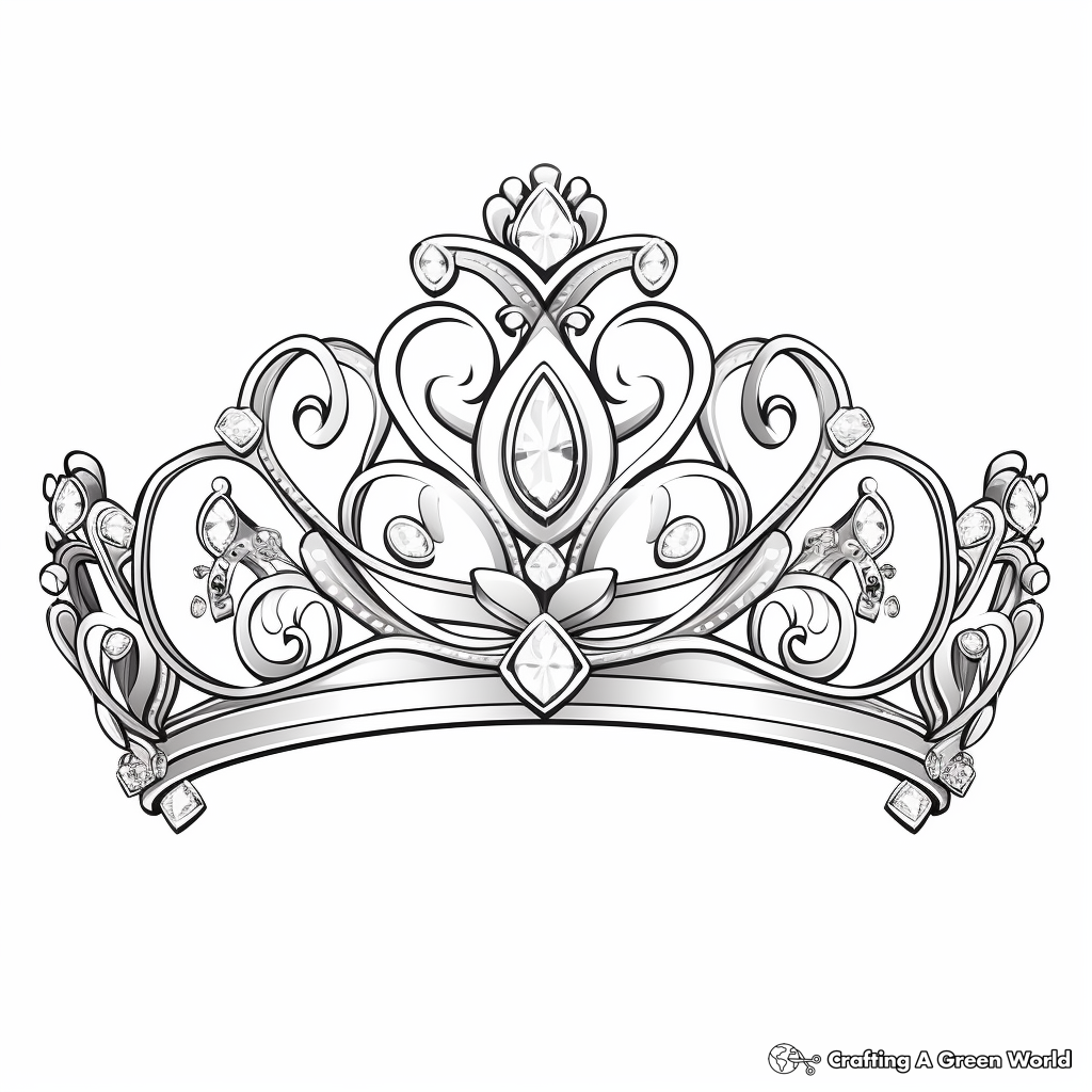 Luxurious Royal Tiara Coloring Pages for Adults 1