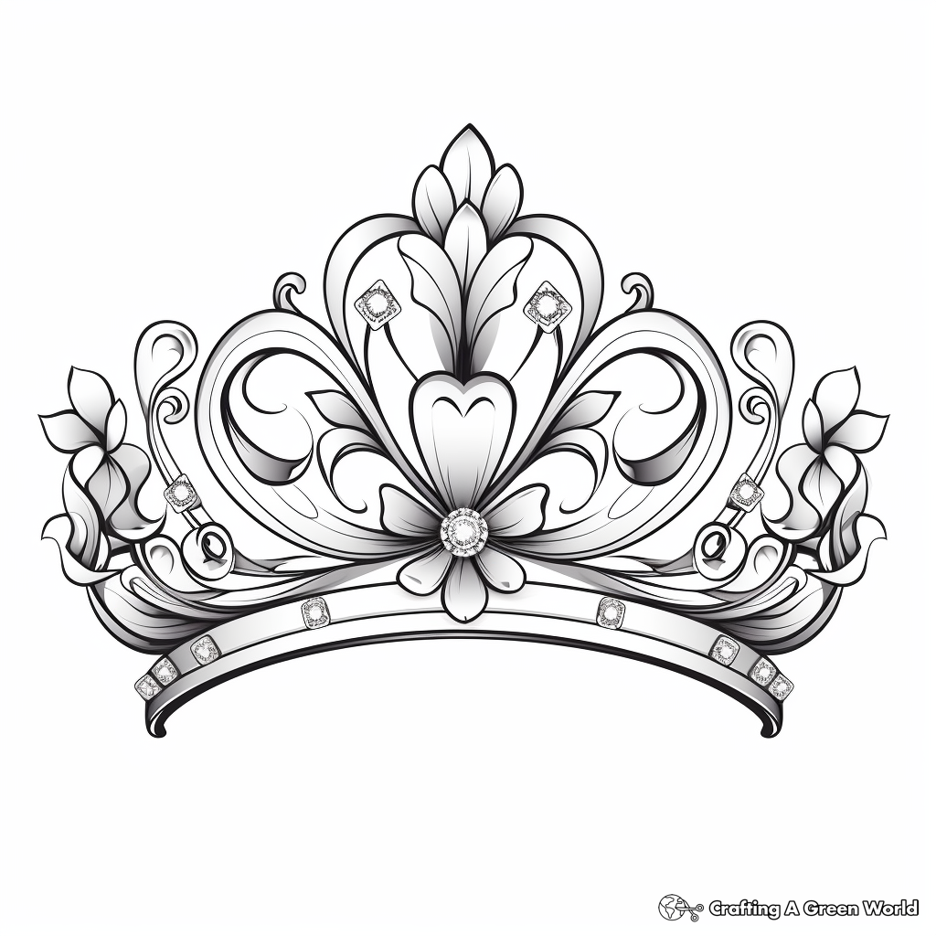 Luxurious Royal Tiara Coloring Pages for Adults 3