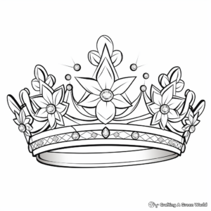 Luxurious Royal Tiara Coloring Pages for Adults 4