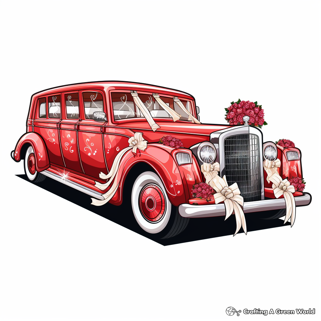 Luxury Limousine Wedding Car Coloring Pages 1