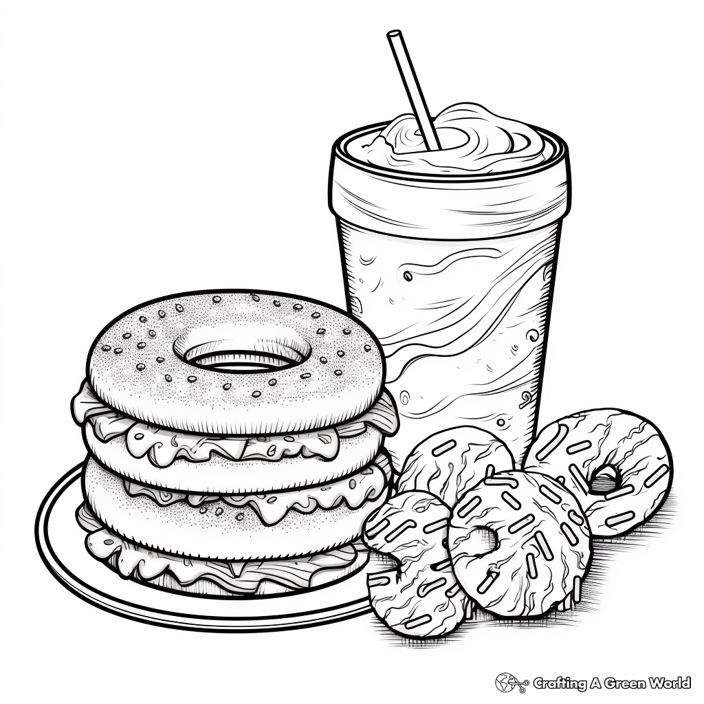 Mac and Cheese Burger Coloring Pages for Junk Food Lovers 1