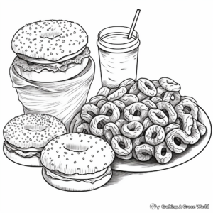 Mac and Cheese Burger Coloring Pages for Junk Food Lovers 2