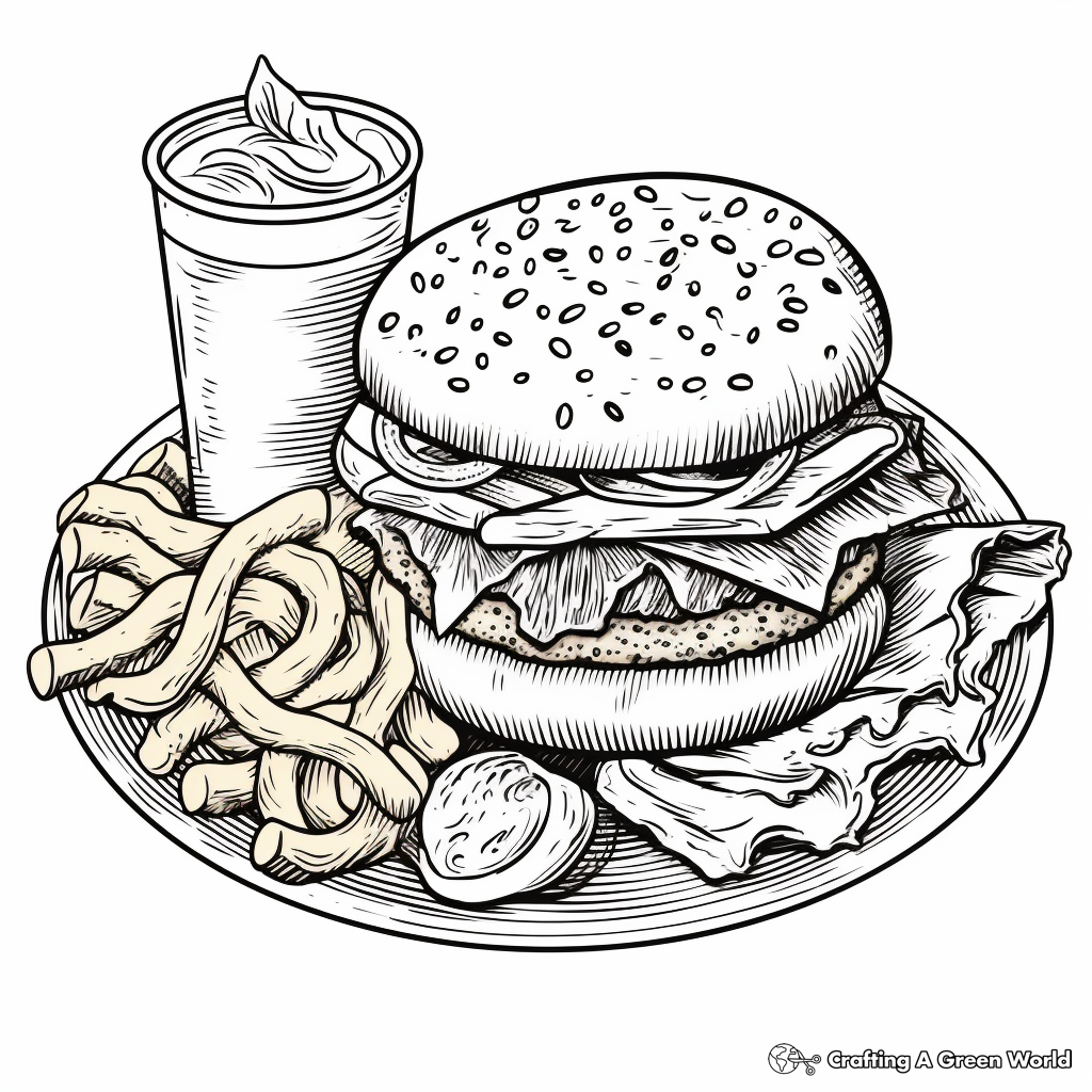 Mac and Cheese Burger Coloring Pages for Junk Food Lovers 3