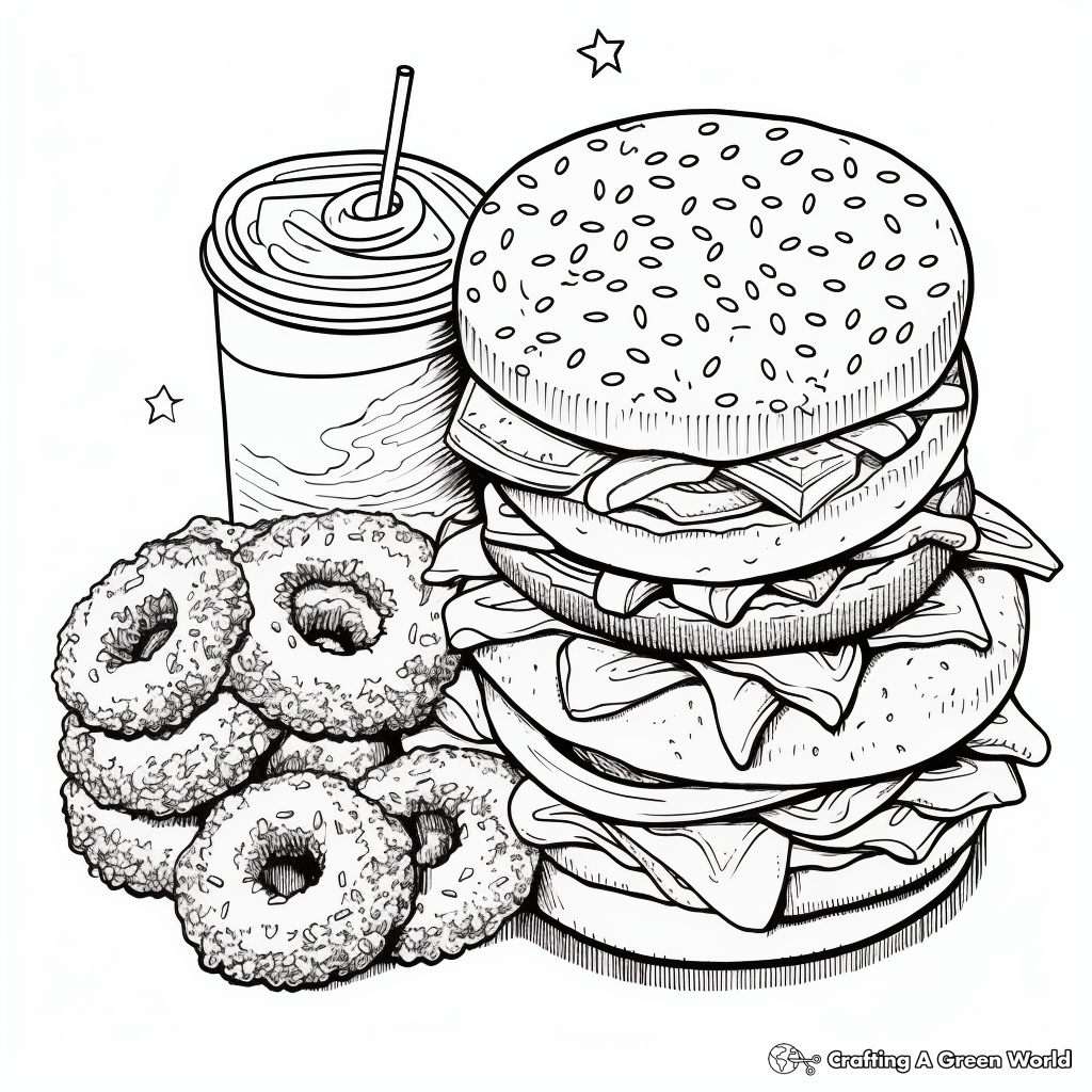 Mac and Cheese Burger Coloring Pages for Junk Food Lovers 4