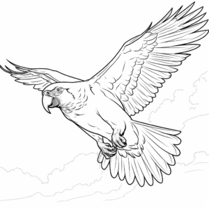 Macaw flying in the Sky Coloring Pages 1