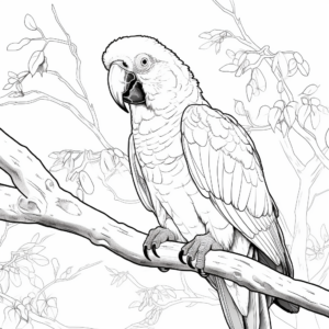 Macaw in a Tropical Rainforest Coloring Pages 1