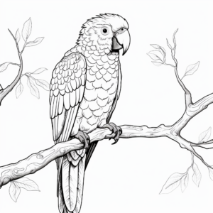 Macaw in a Tropical Rainforest Coloring Pages 2