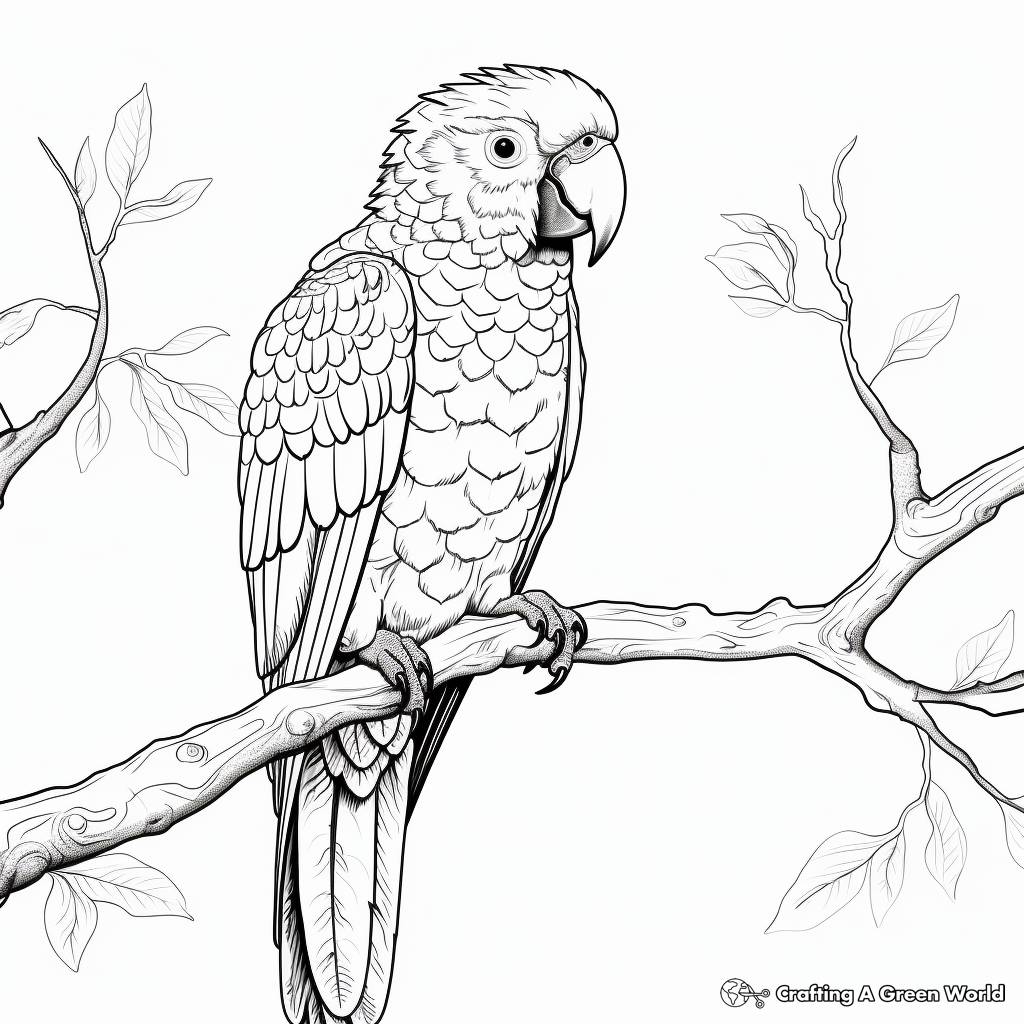 Macaw in a Tropical Rainforest Coloring Pages 2