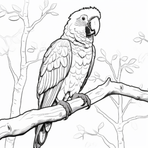 Macaw in a Tropical Rainforest Coloring Pages 3