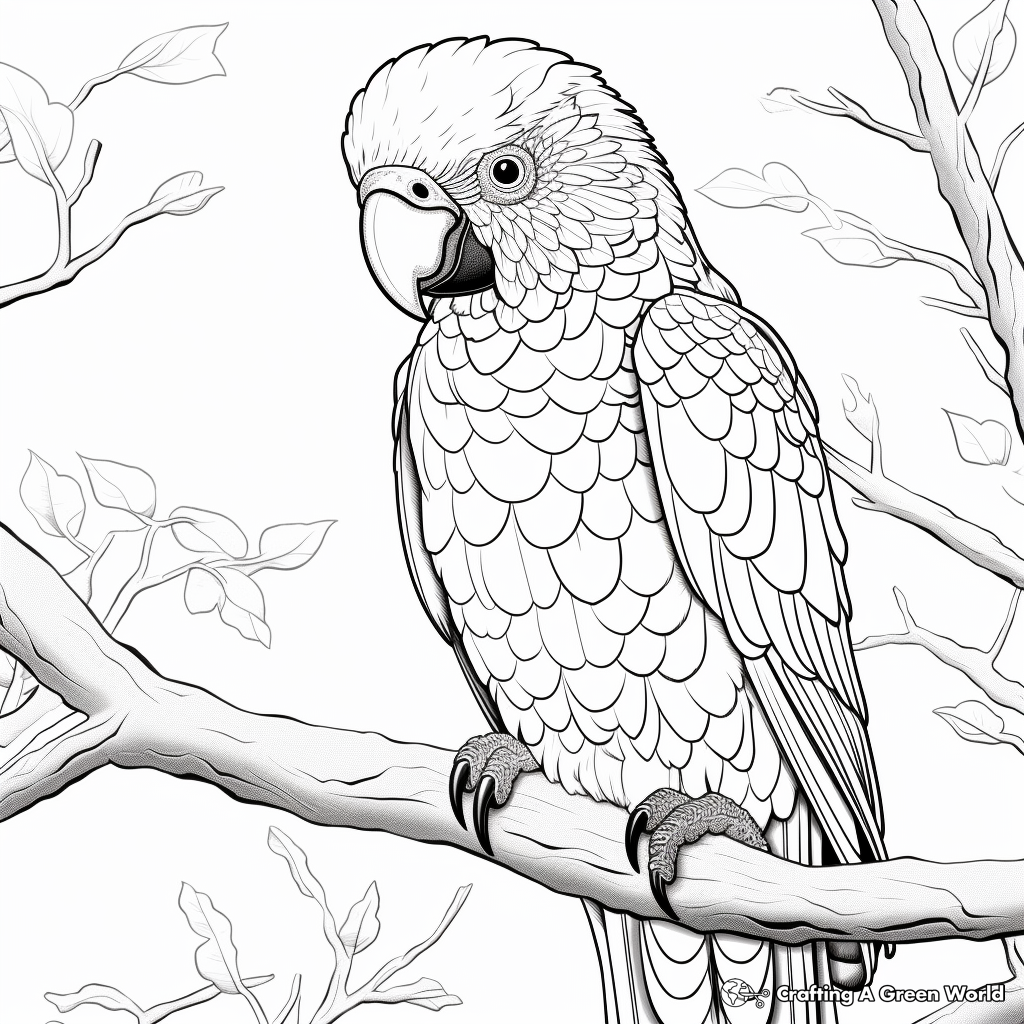 Macaw in a Tropical Rainforest Coloring Pages 4