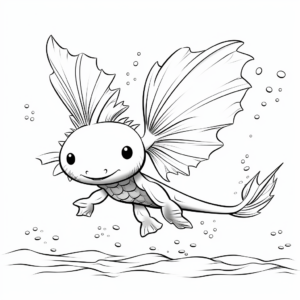 Magical Axolotl with Wings Coloring Pages 1
