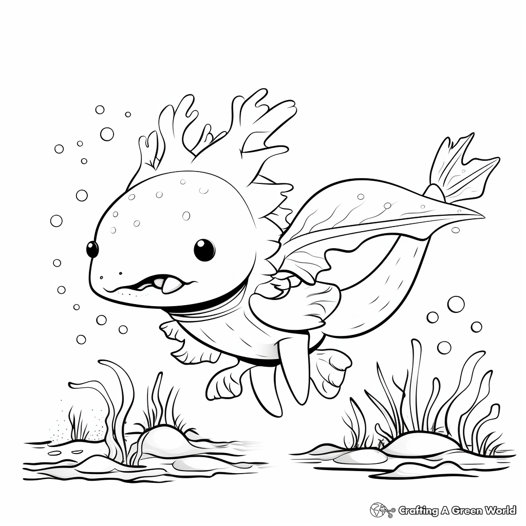 Magical Axolotl with Wings Coloring Pages 3