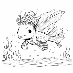 Magical Axolotl with Wings Coloring Pages 4
