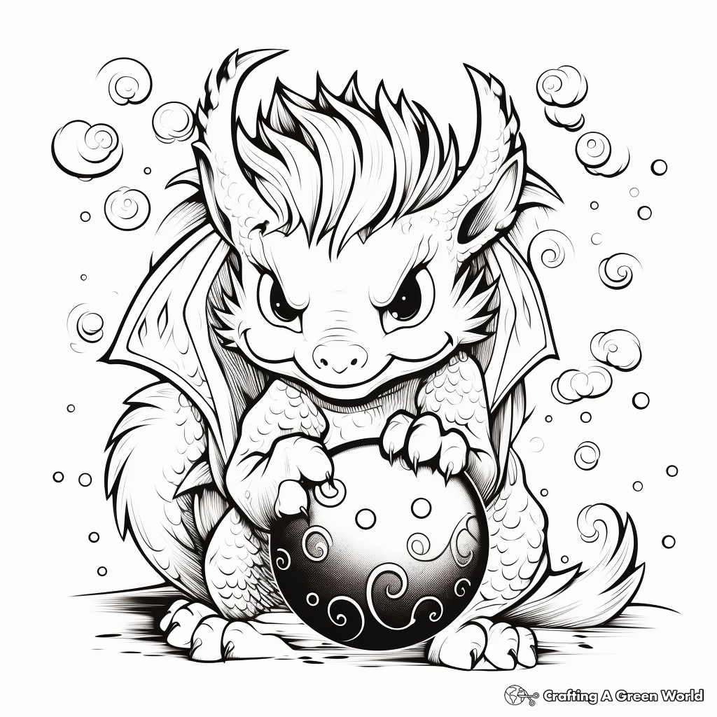 Magical Creatures with Fireballs Coloring Pages 1