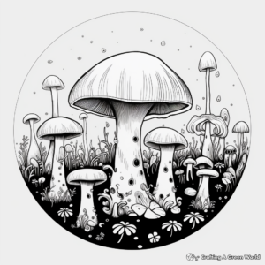 Magical Fairy Circle Mushroom Coloring Pages 4