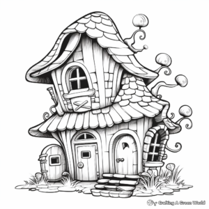 Magical Gnome House Coloring Pages 1