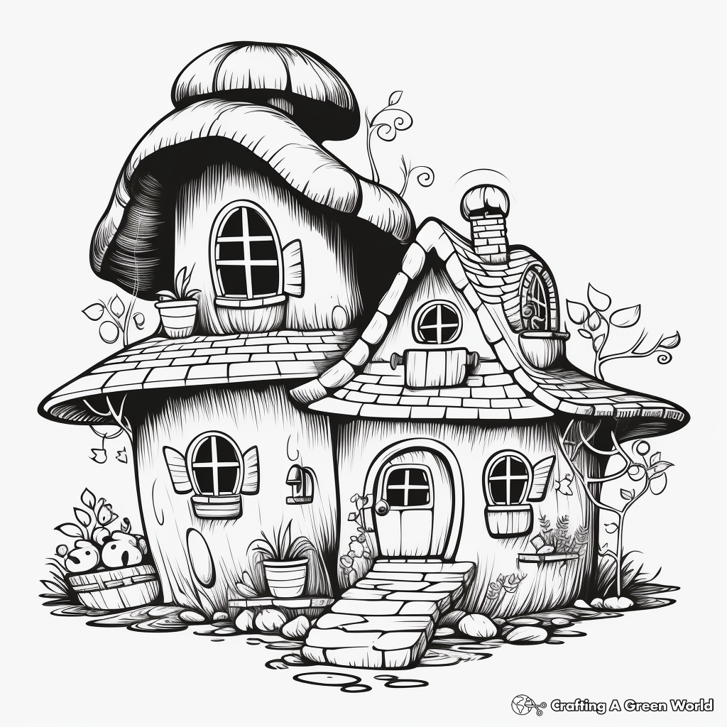 Magical Gnome House Coloring Pages 2