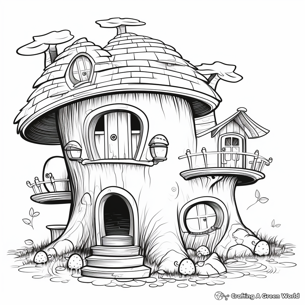 Magical Gnome House Coloring Pages 4
