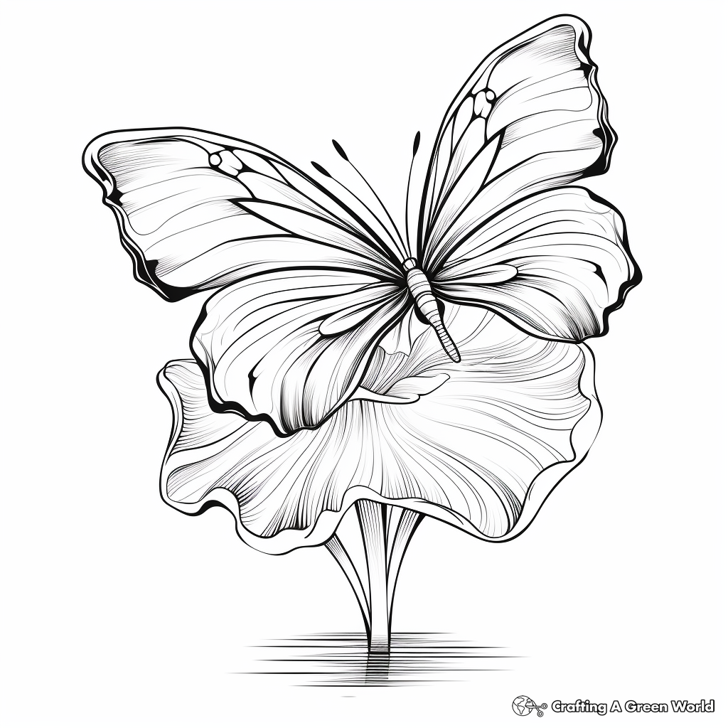 Magical Half Butterfly, Half Lily Coloring Pages 1