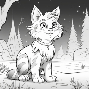Magical Maine Coon in Aesthetic Background Coloring Sheets 2