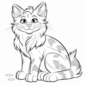 Magical Maine Coon in Aesthetic Background Coloring Sheets 3