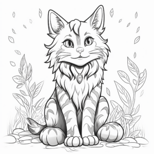 Magical Maine Coon in Aesthetic Background Coloring Sheets 4